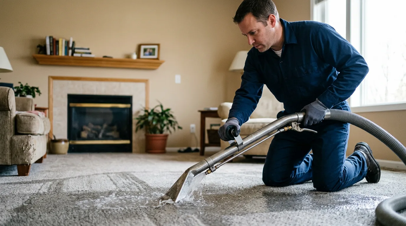 Water damage restoration technician working near Denair, CA